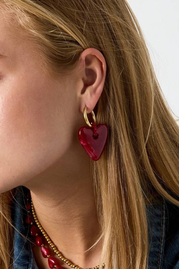 Oorbellen Hoops met rood Hart