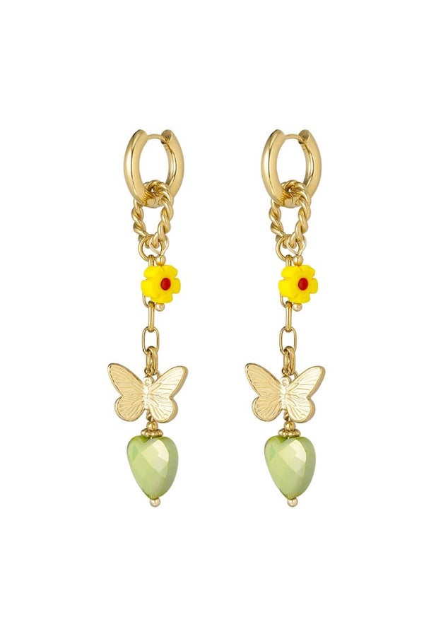 Stainless steel oorbellen Twinkel Charm green