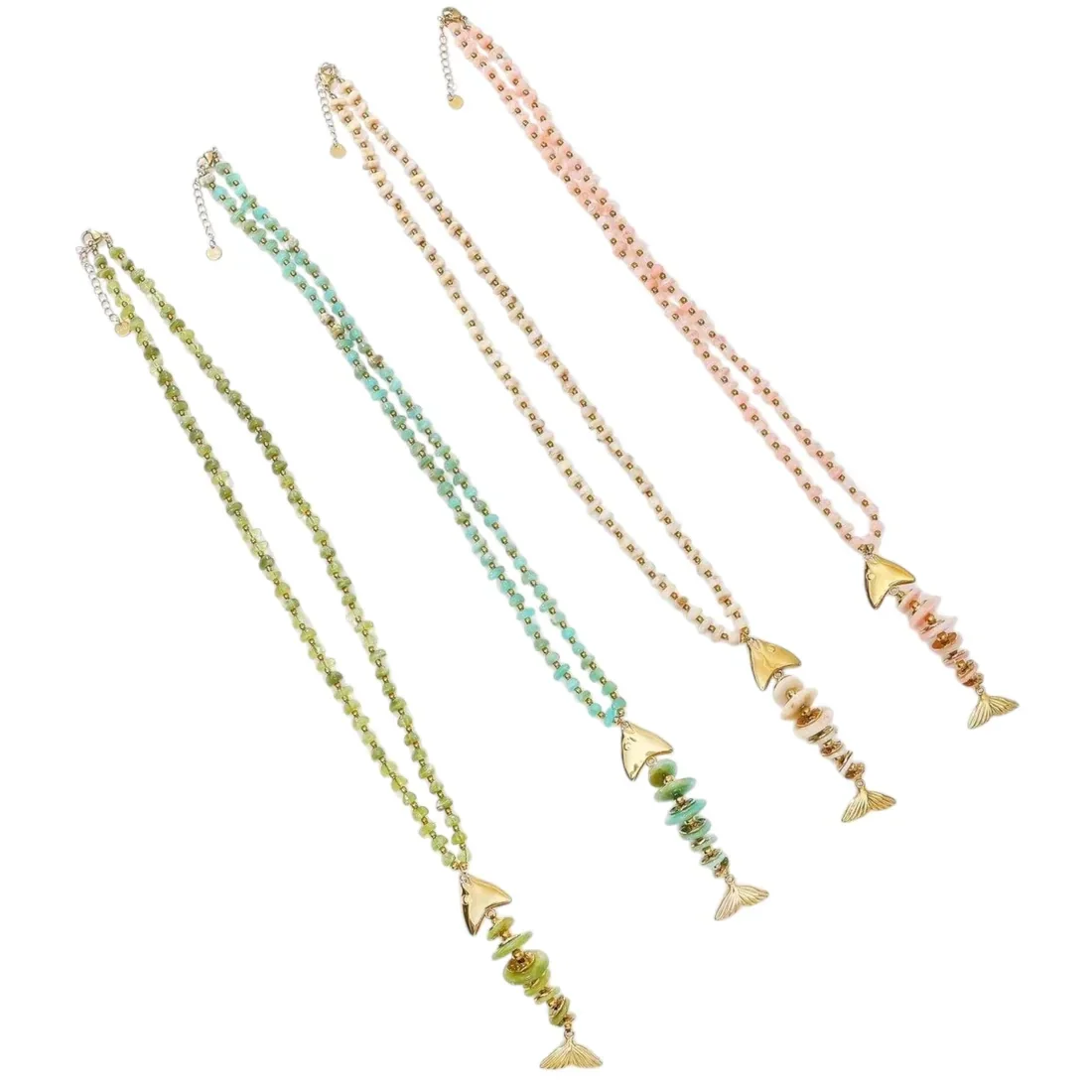 Fishy beads ketting in 3 kleuren, 68 cm