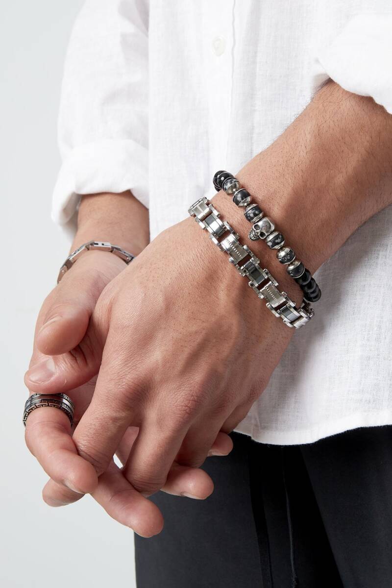 Stainless steel geschakelde heren armband