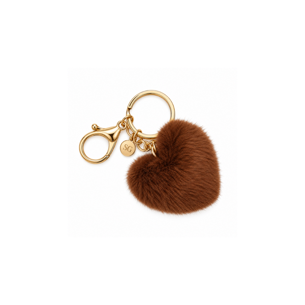 Sleutelhanger | Fluffy Hartje - Choco