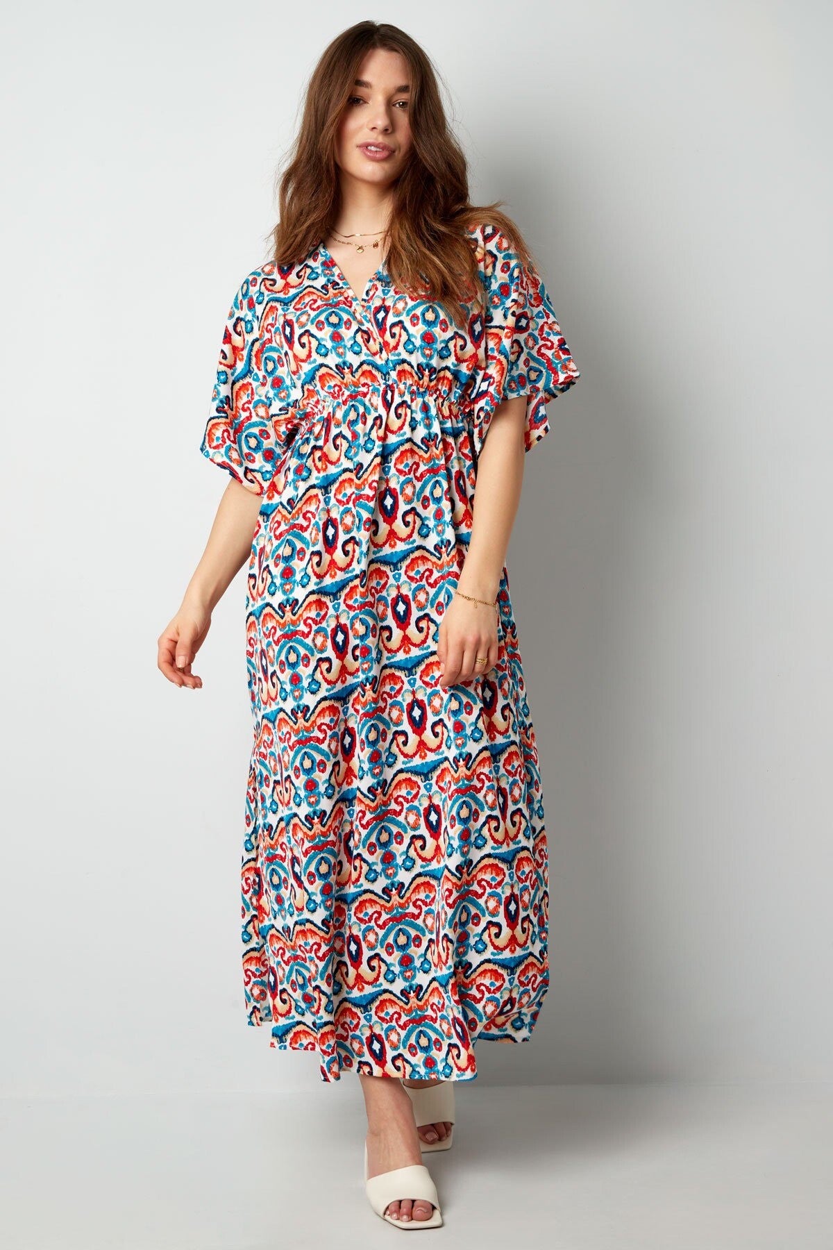 Koningsdag deal - maxizomerjurk rood/blauw