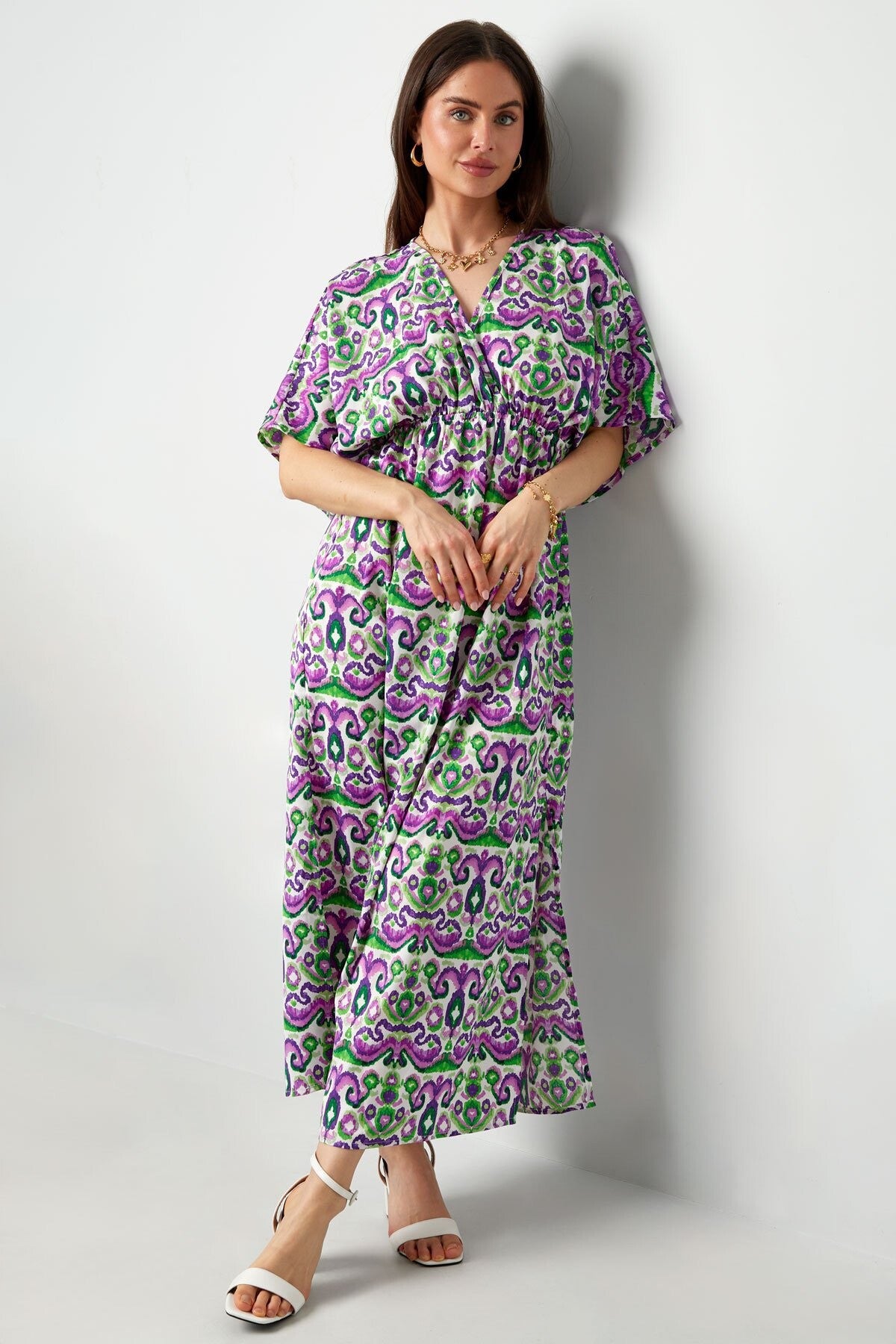Koningsdag deal - maxi zomerjurk Lila/groen