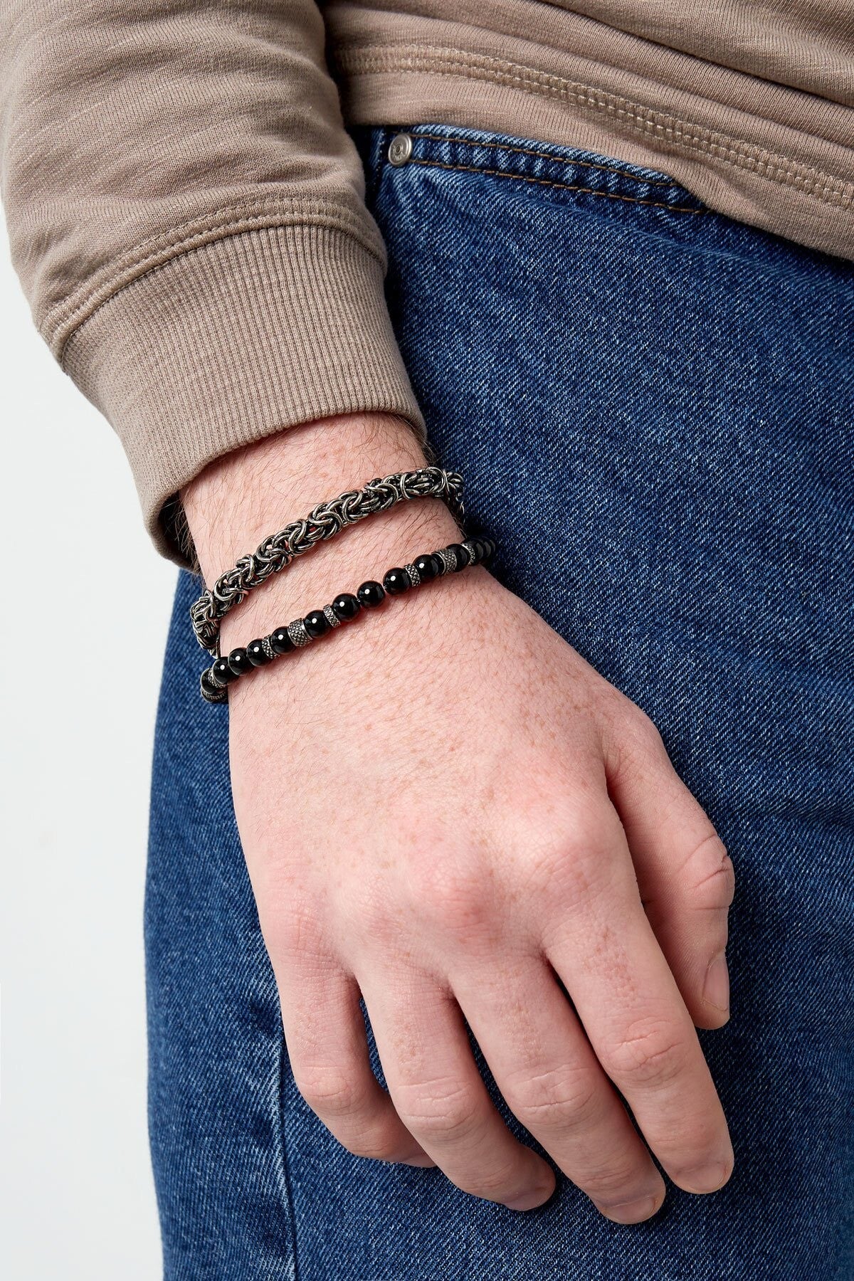 Stainless steel Herenarmband  Nexis zwart