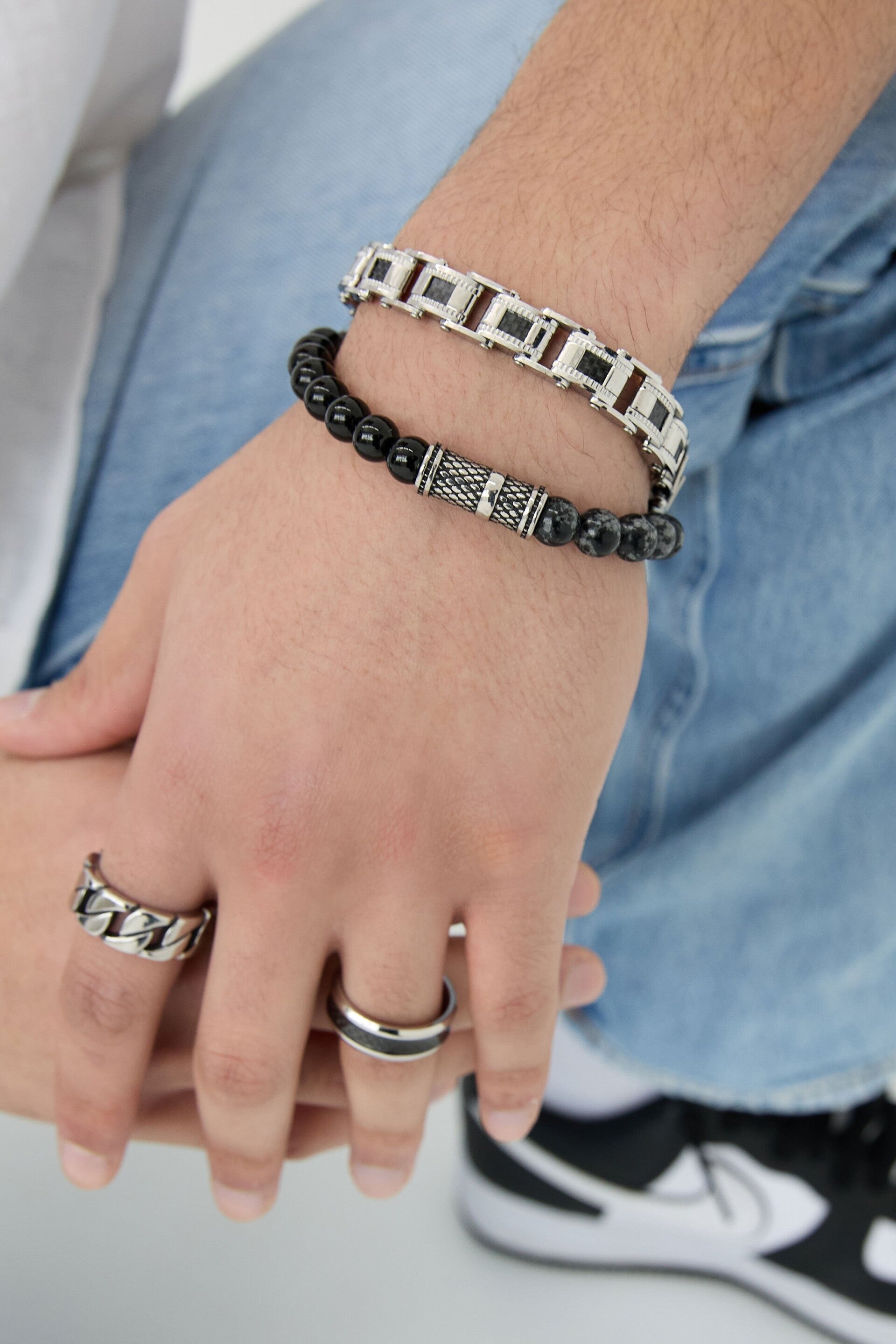Herenarmband roestvrijstaal Casual met zwart