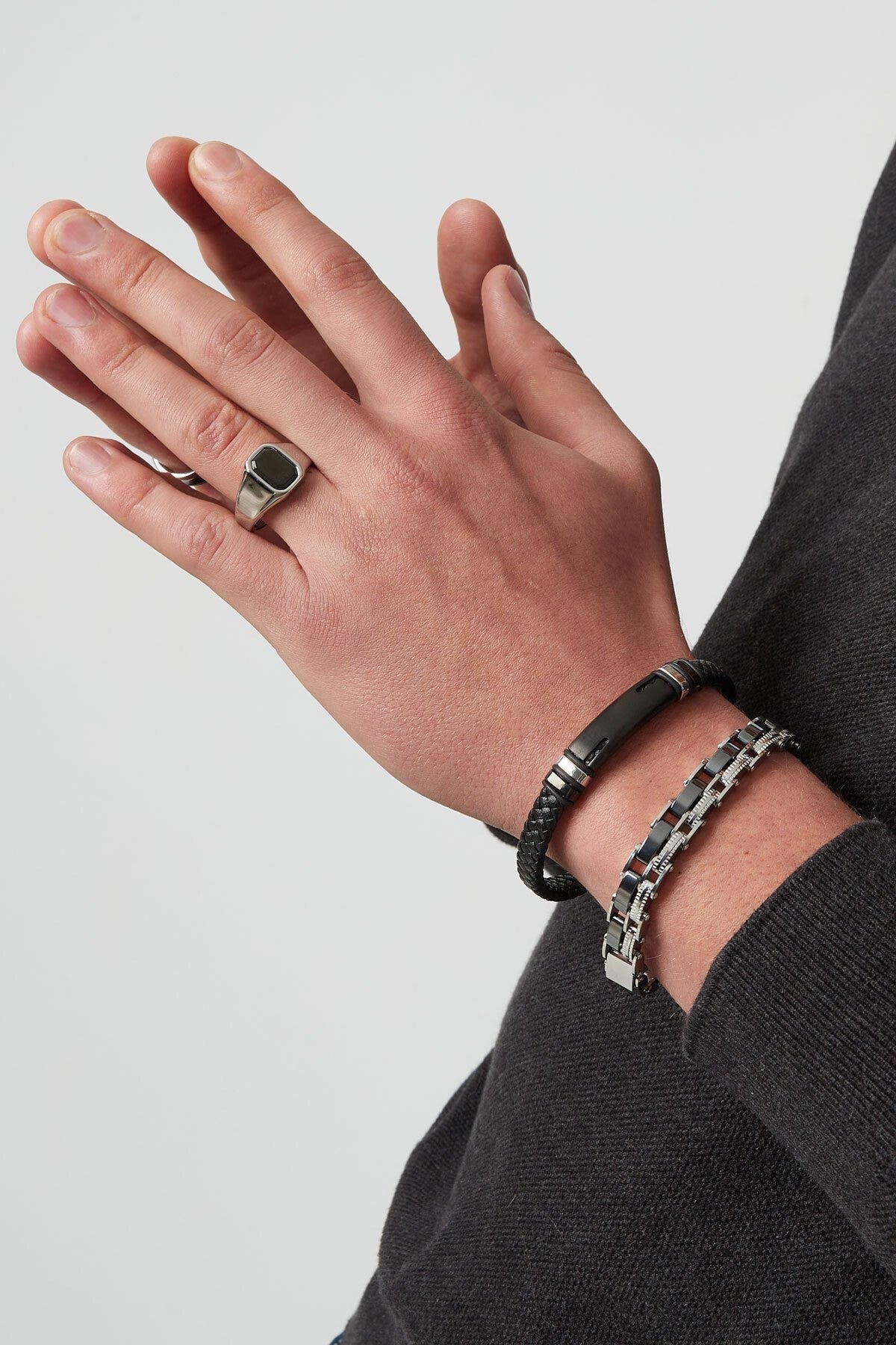 Herenarmband roestvrijstaal dubbel geschakeld