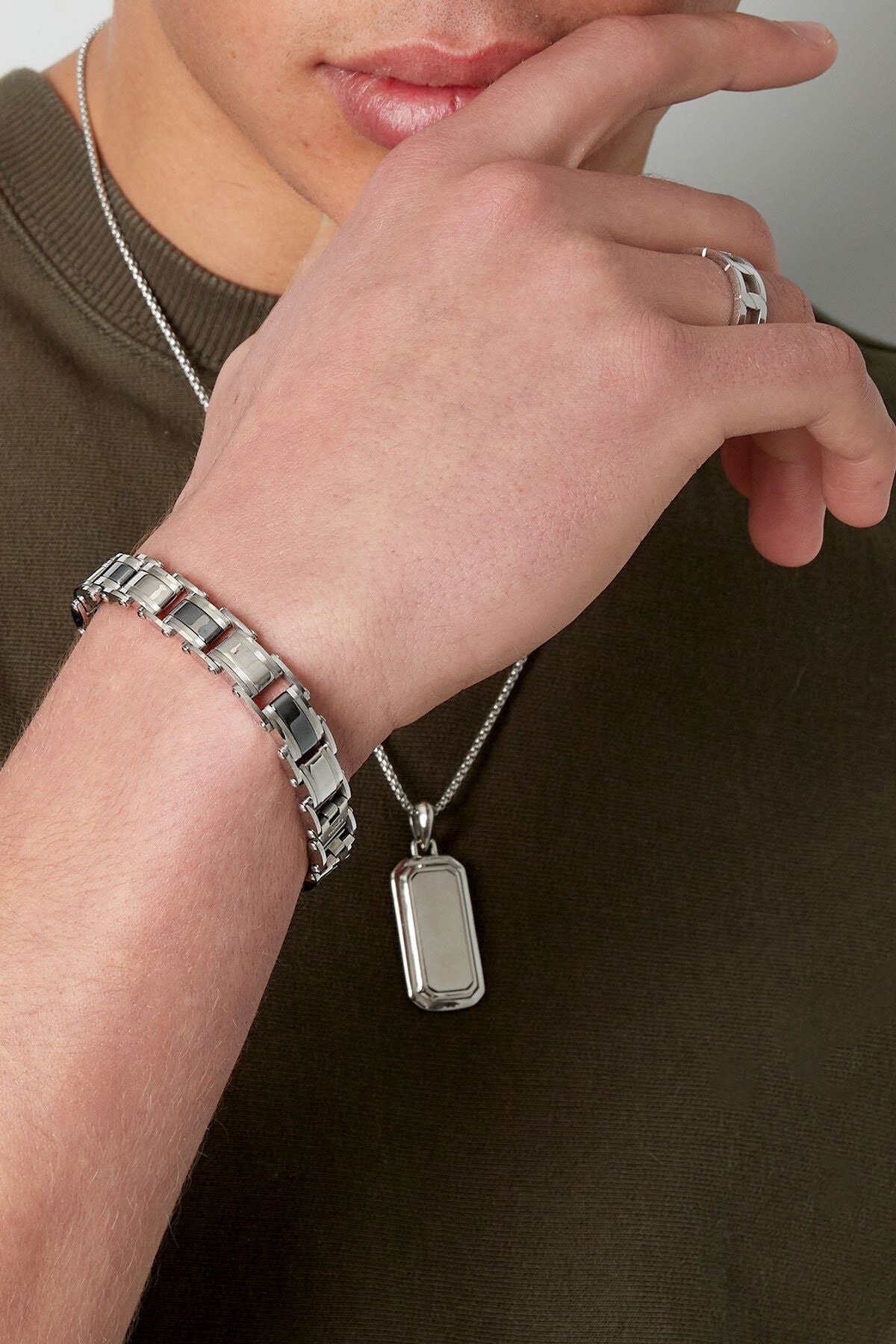 Herenarmband roestvrijstaal grof geschakeld