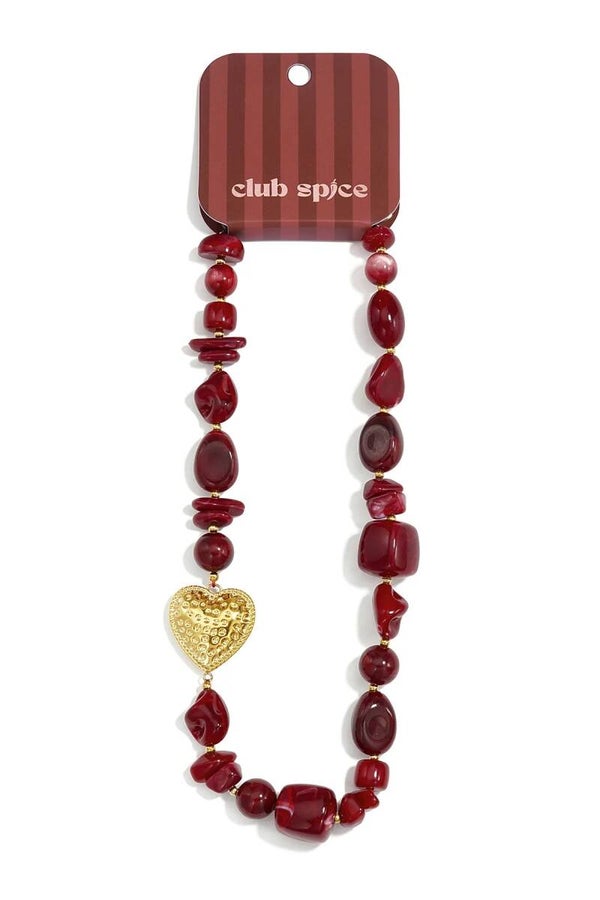 Hars Kralenketting met Hart rood