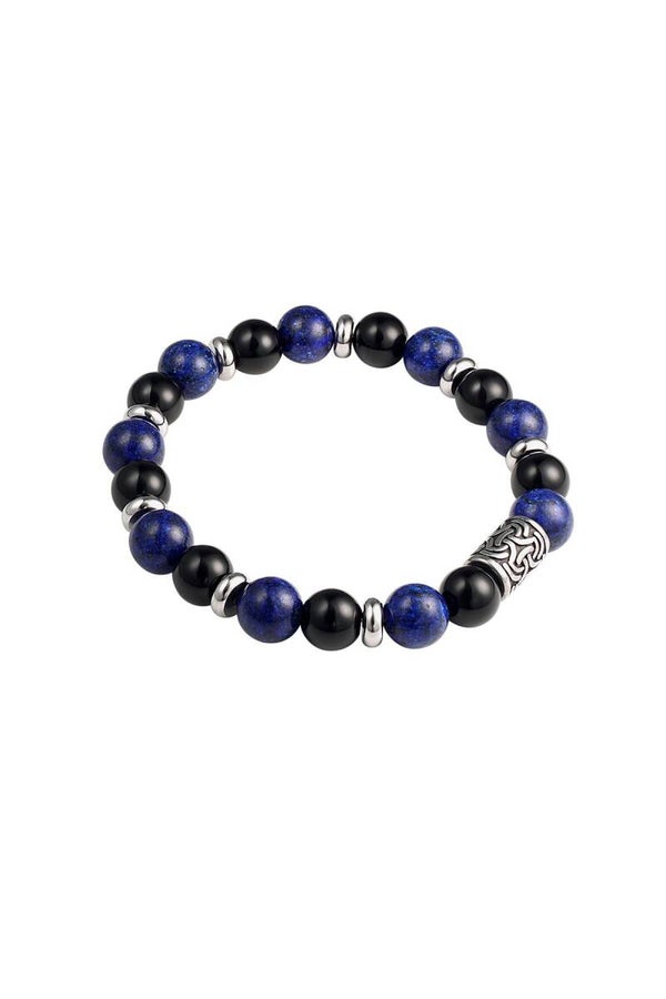 Herenarmband roestvrijstaal met kralen natuursteen