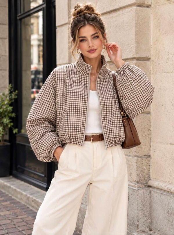 Ballonjasje Zara blokje beige