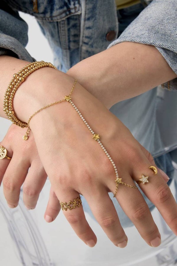 Handketting stainless steel met strass