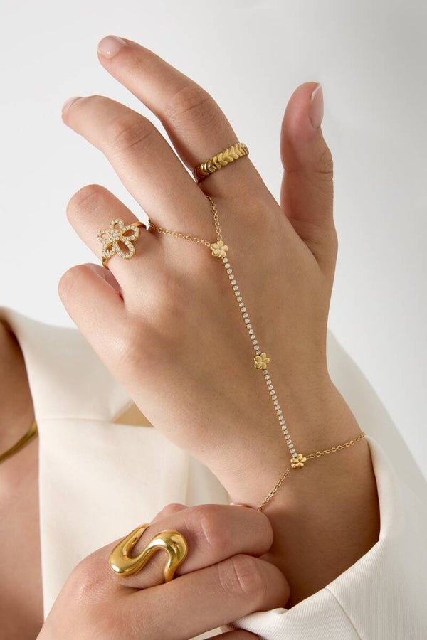 Handketting stainless steel met strass