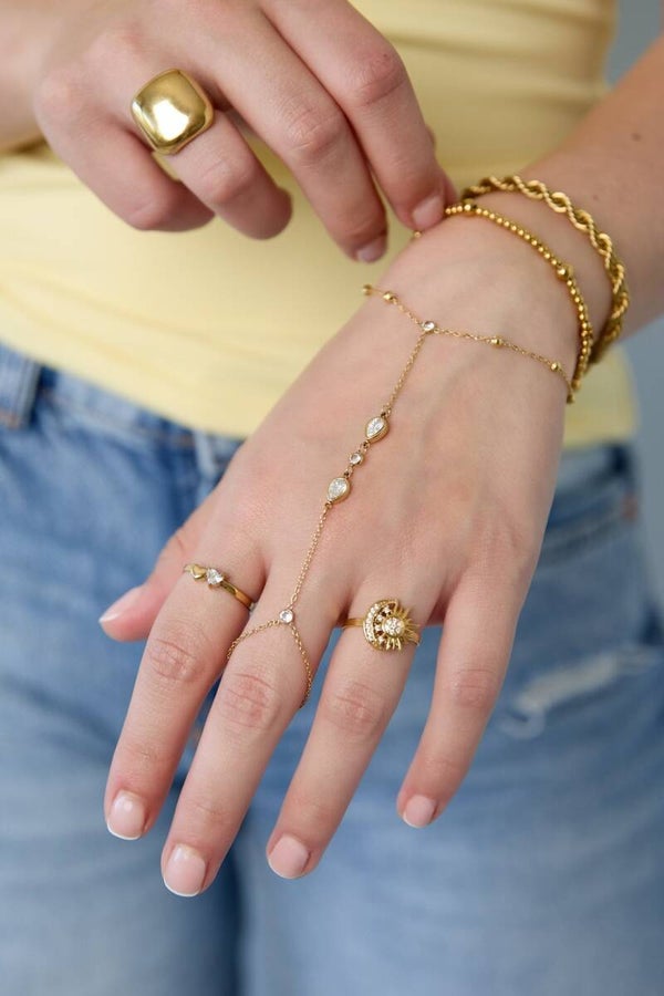 Handketting stainless steel met strass