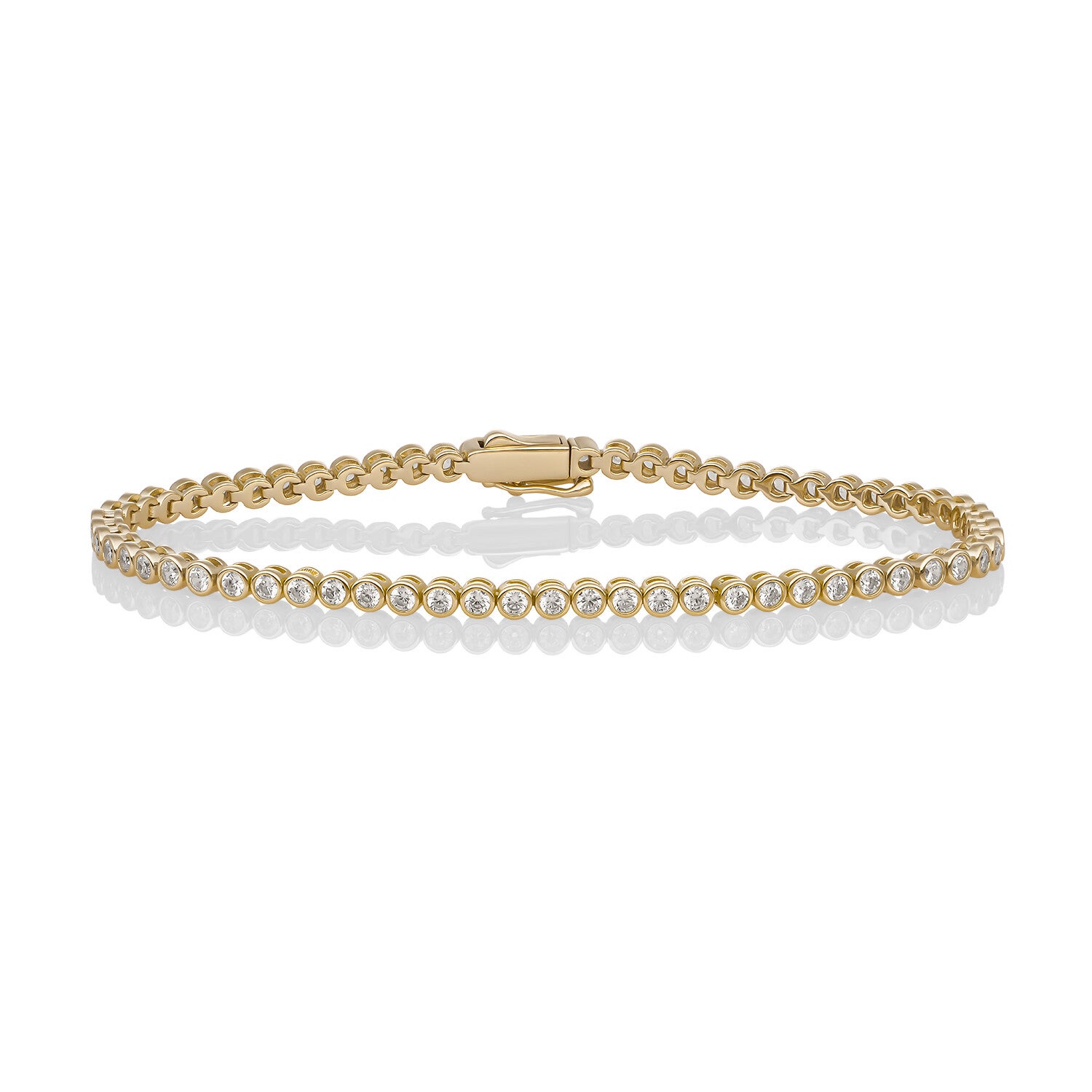 Bracelet | Tennis Round CZ Bezel - gold plated of zilver