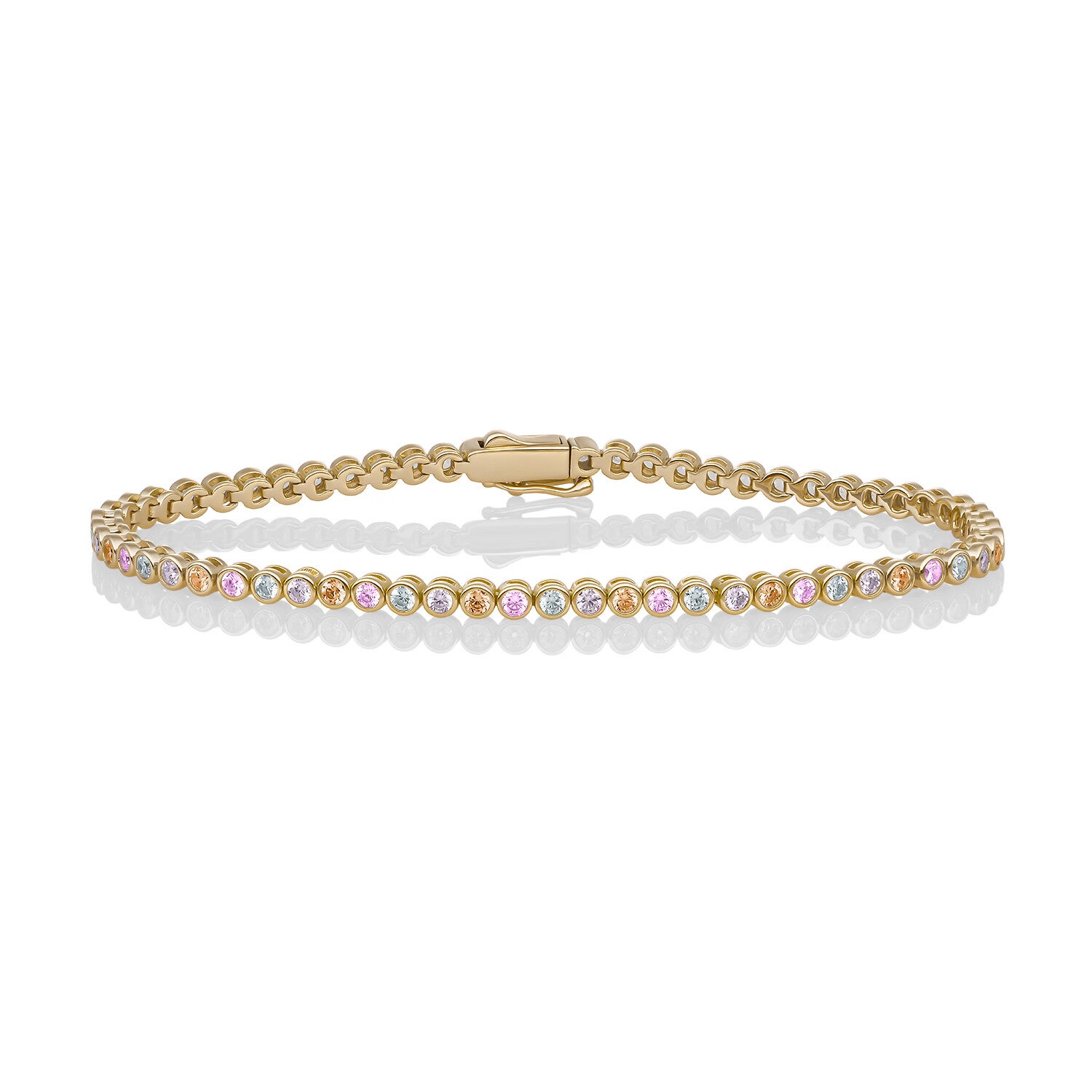 Bracelet | Tennis Round Multi CZ gold plated of zilver