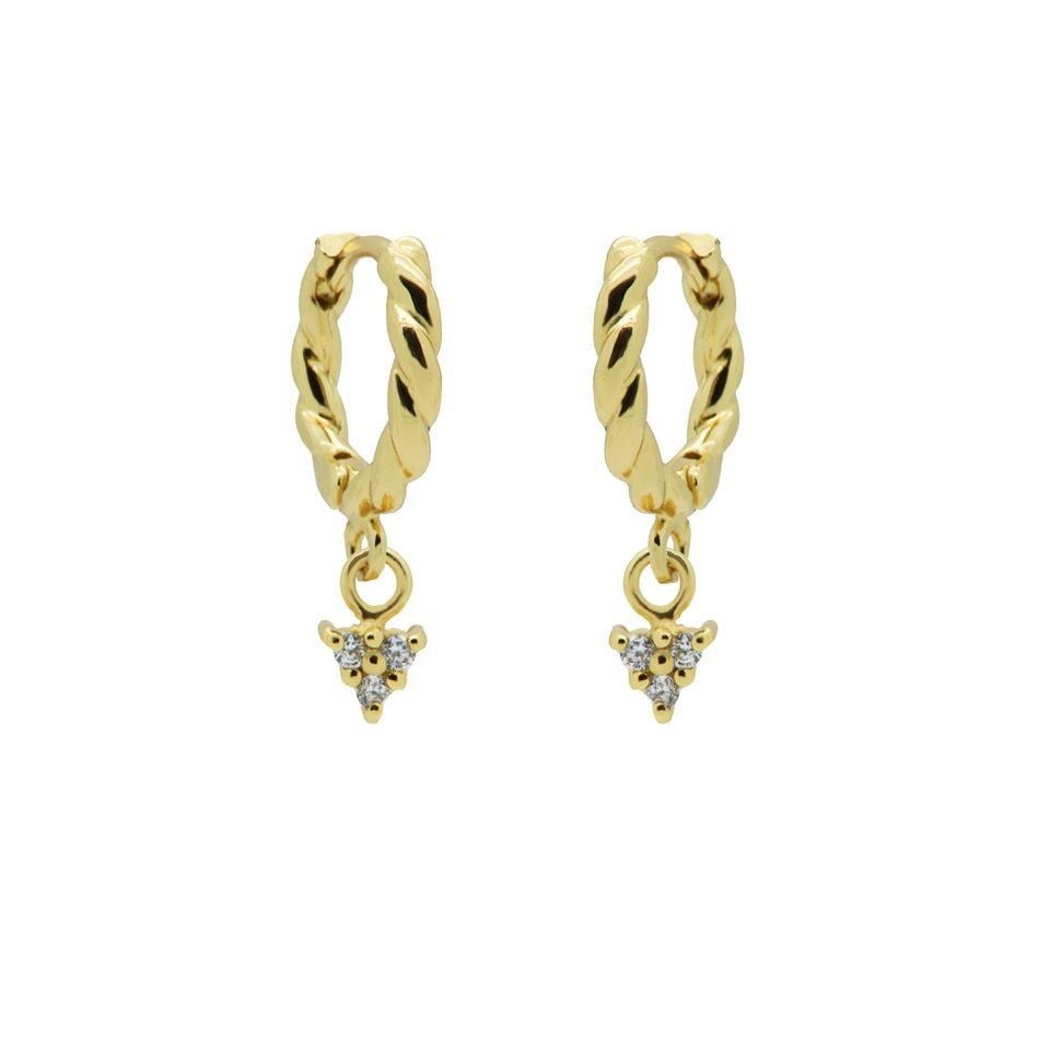 Karma Jewerly - Hinged Twisted Hoops Symbols Triple Zirconia