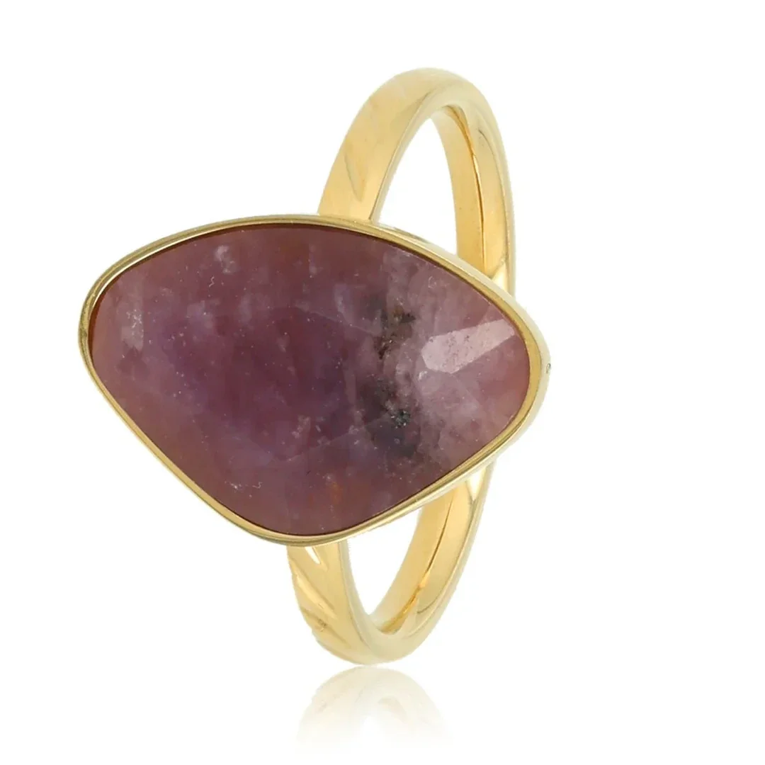 My Bendel - Ring Gold Lilac Quartz Gemstone - Unique Design