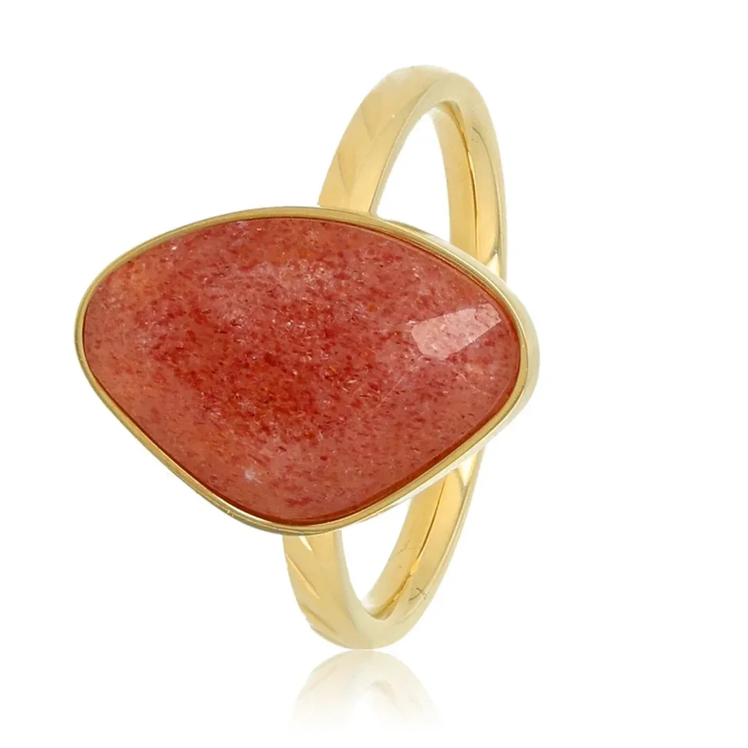 My Bendel - Ring Gold Berry Quartz gemstone