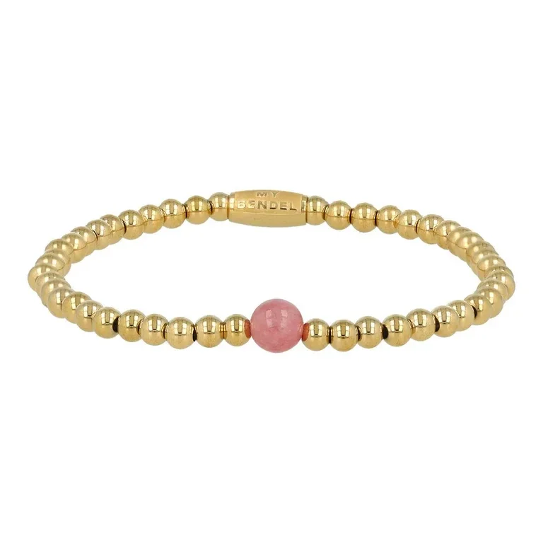 My Bendel - Bracelet Gold Beads with Berry Quartz