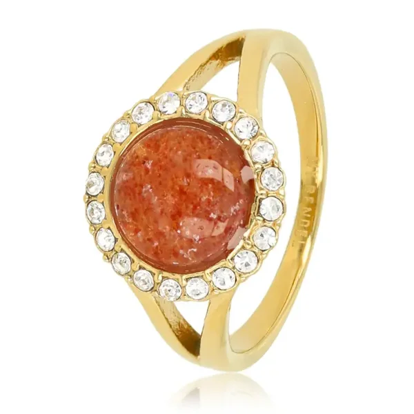 My Bendel - Ring Berry Quartz gold Colored & Sparkling