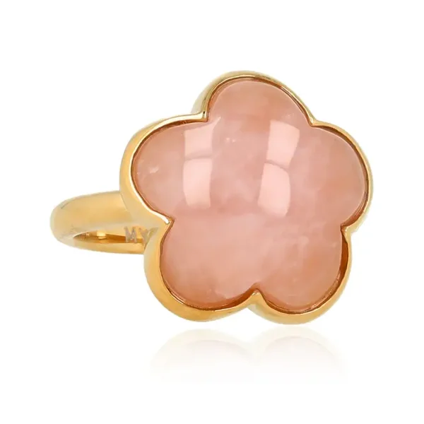 My Bendel - Ring Golden flower Rose Quartz