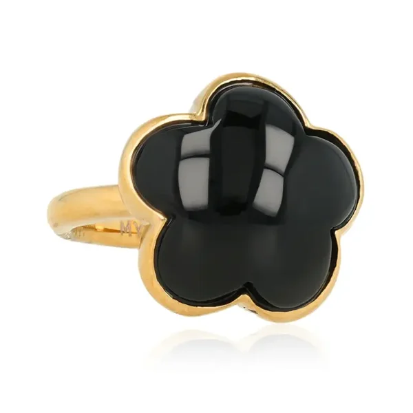 My Bendel - Bloemen ring Onyx