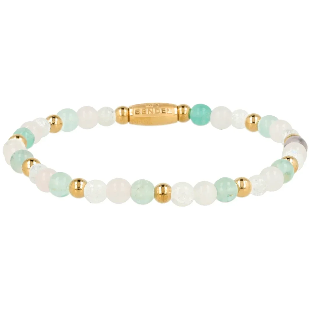 My Bendel - Bracelet Elastic with Rose Quartz, White Quartz & Fluorite