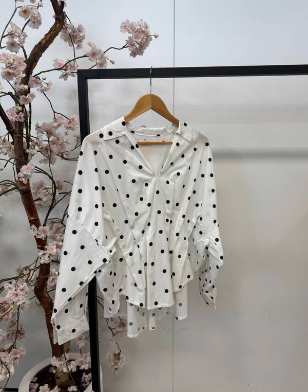 Bloese Dots, wit met met bruin