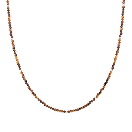 Beaded Necklace | 2mm Tigereye Gold of Silver  - 42cm +2cm