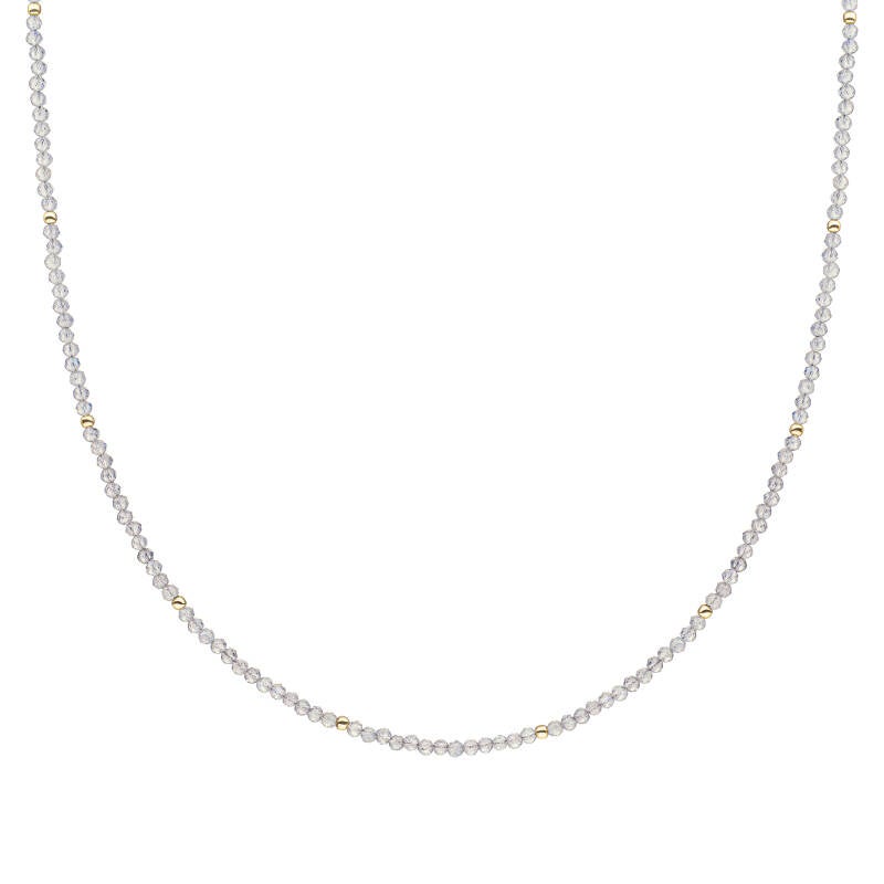 Beaded Necklace | 2mm Labradoriet Gold of Silver  - 42cm +2cm