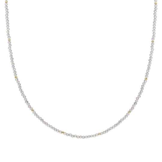 Beaded Necklace | 2mm Labradoriet Gold of Silver  - 42cm +2cm
