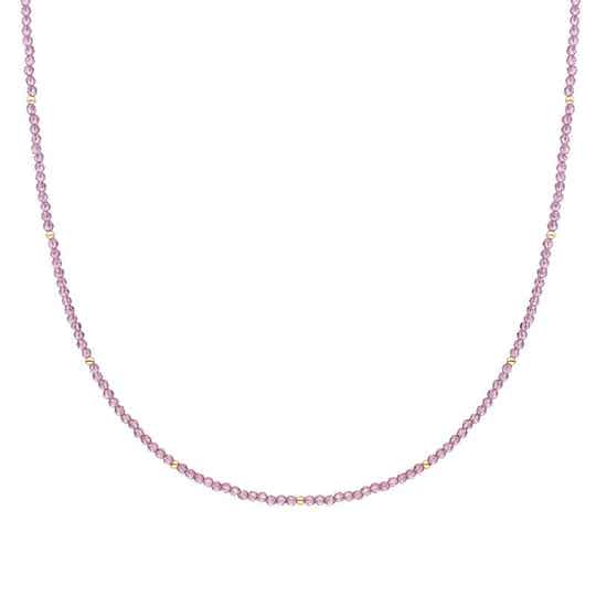 Beaded Necklace | 2mm Aubergine Quartz  Gold of Silver  - 42cm +2cm