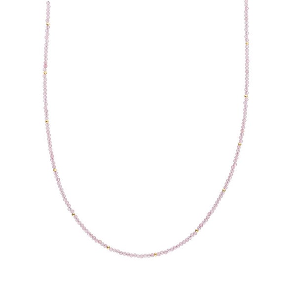 Beaded Necklace | 2mm Pink Opalite Gold of Silver  - 42cm +2cm
