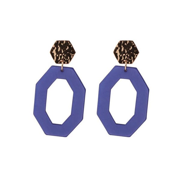 Oorbellen Like! Jewellery - goud met blauw resin