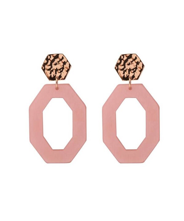 Oorbellen Like! Jewellery - goud met rose resin