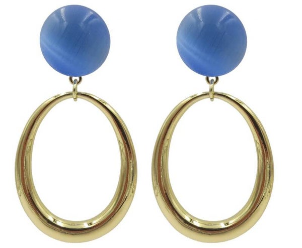 Oorbellen Like! Jewellery - blauw met goud