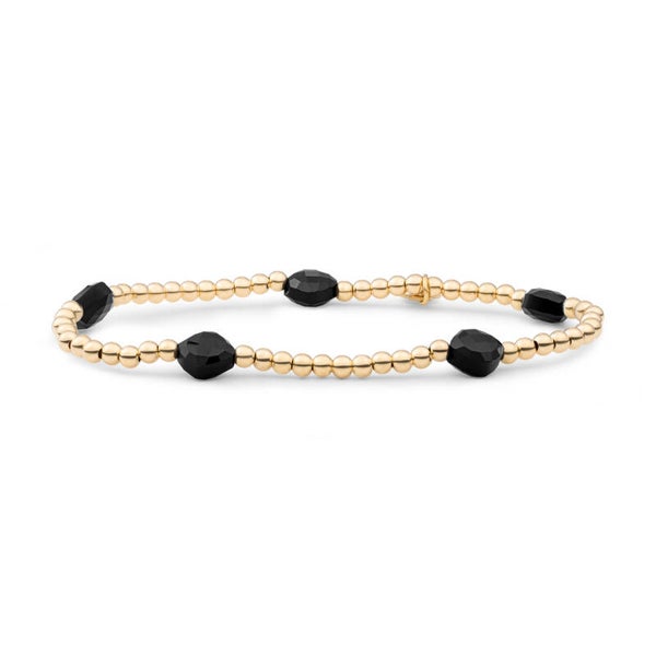 Bracelet | Cushion Cut Beads - Onyx |  Gold of Silver