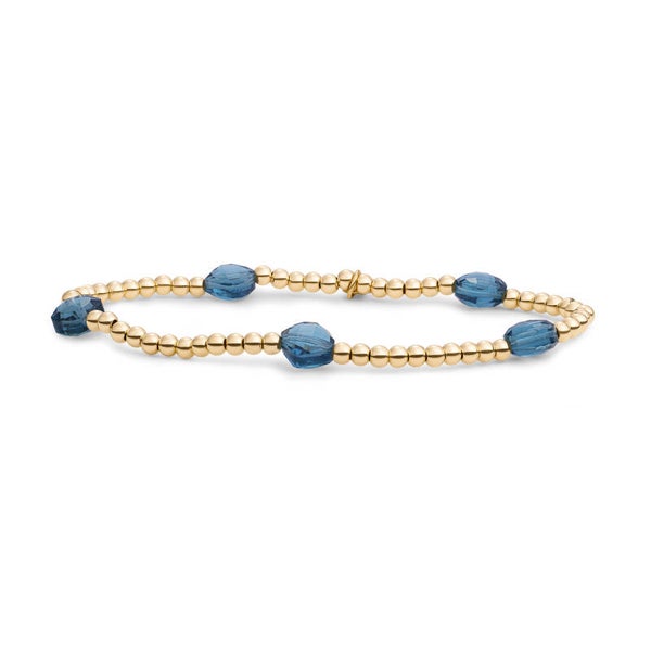 Bracelet | Cushion Cut Beads - Ocean Topaz Quartz | Gold of Silver