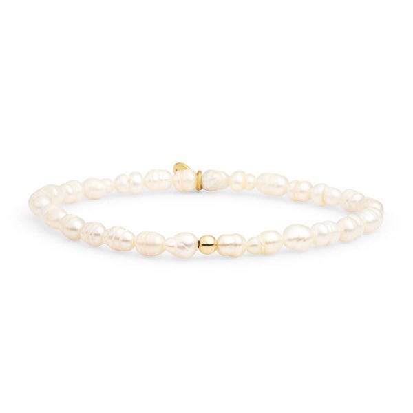 Pearl wit saturn armband smal 4mm - goud en zilver