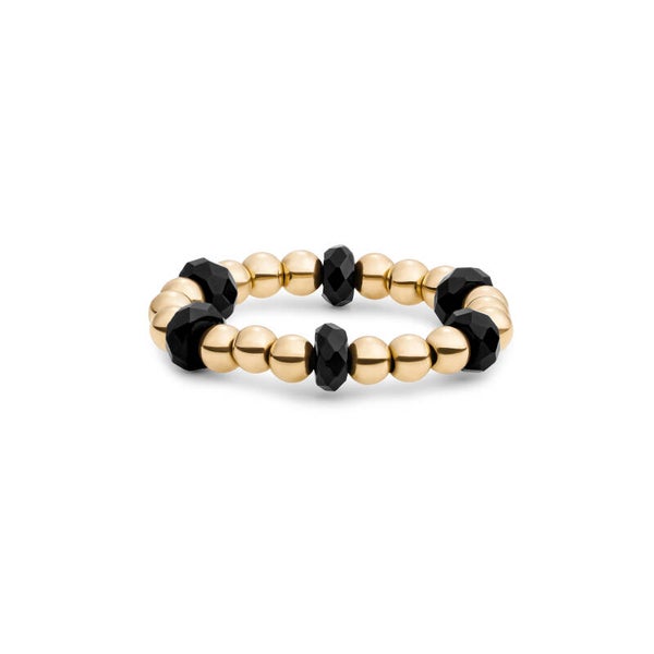 Facet Roundel Bead Ring | Goud of Zilver | Onyx