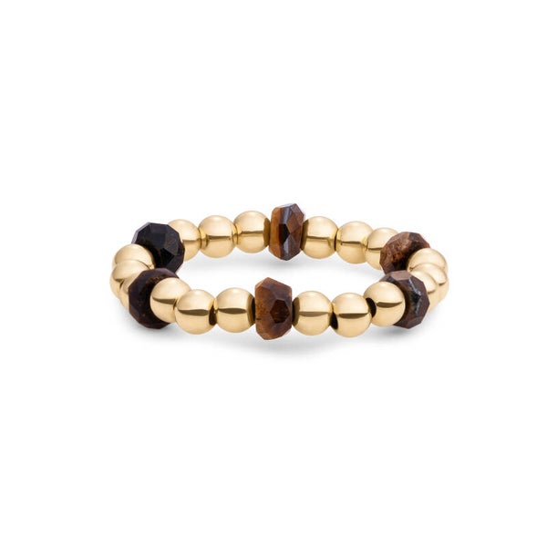 Facet Roundel Bead Ring | Goud of Zilver | Tiger Eye