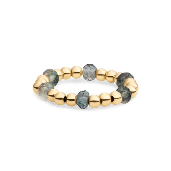 Facet Roundel Bead Ring | Goud of Zilver | Labradorite