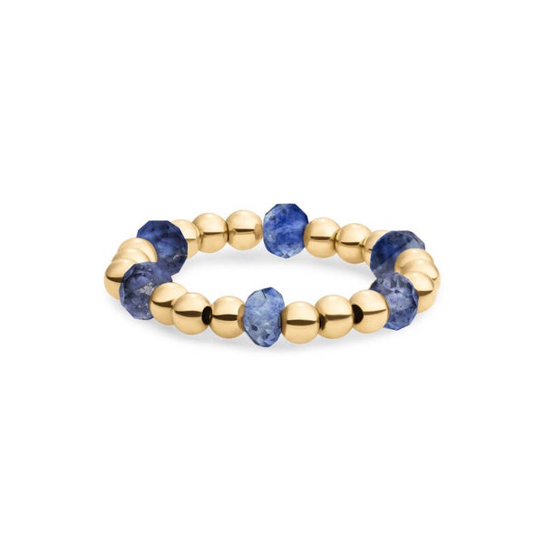 Facet Roundel Bead Ring | Goud of Zilver | Sodalite