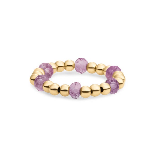 Facet Roundel Bead Ring | Goud of Zilver | Aubergine Quartz