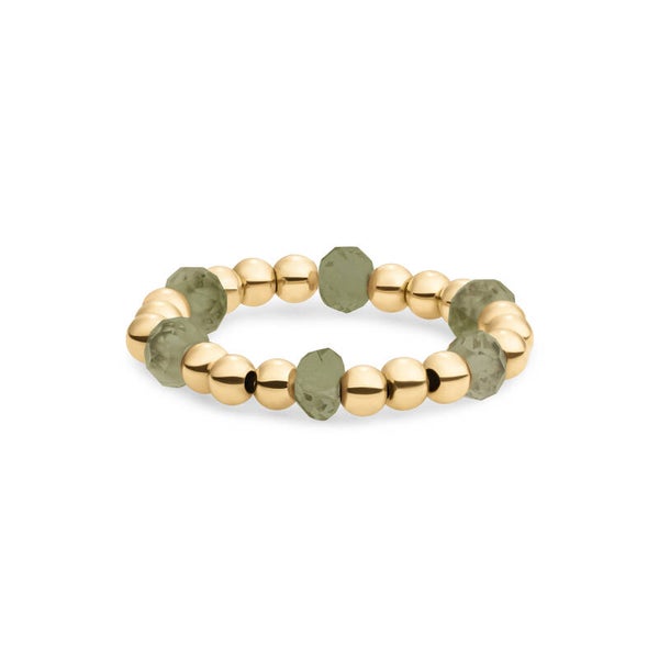 Facet Roundel Bead Ring | Goud of Zilver | Lime Jade