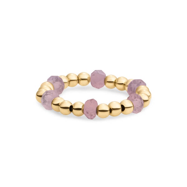 Facet Roundel Bead Ring | Goud of Zilver | Pink Opalite
