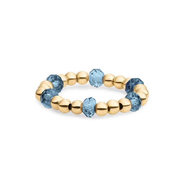 Facet Roundel Bead Ring | Goud of Zilver | Ocean Topaz Quartz