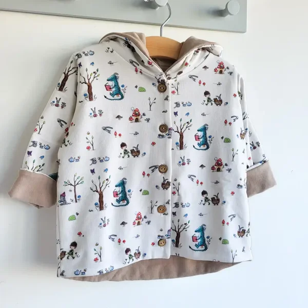 HOGWARTS organic hooded light jacket - NEUTRAL/CREAM with dragon