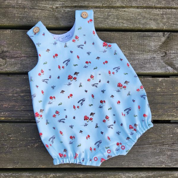 ASLAN romper - Light blue  - Mushrooms, bunnies and tiny mice