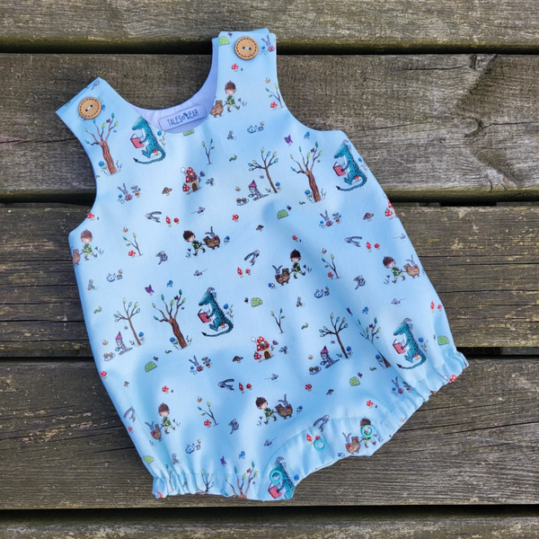 ASLAN romper - Light blue  - with reading Dragon + elf